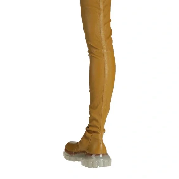 Rick Owens Tan Knee-High Boots 41/8 Rick Owens Over-the-knee boots for Women | Online Sale up to  main image 4
